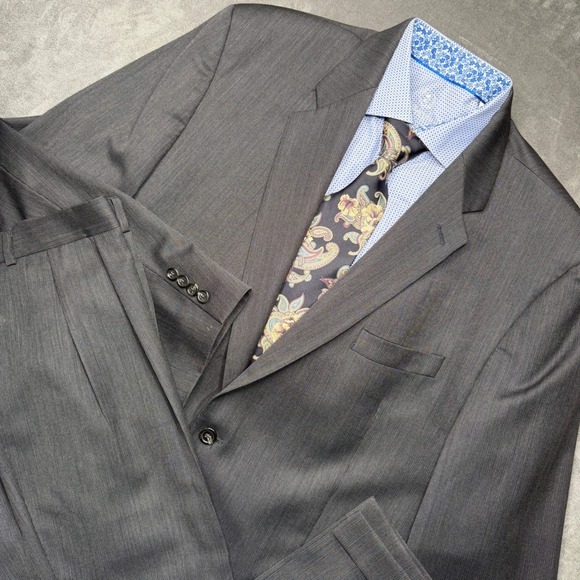 Lauren Ralph Lauren Suit Mens 48L Blazer Gray Wool 2 Button Pleated 38x31 Pants